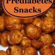 Roasted chickpeas on white plate.